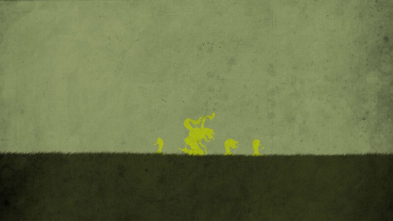 Yellow silhouettes on green background