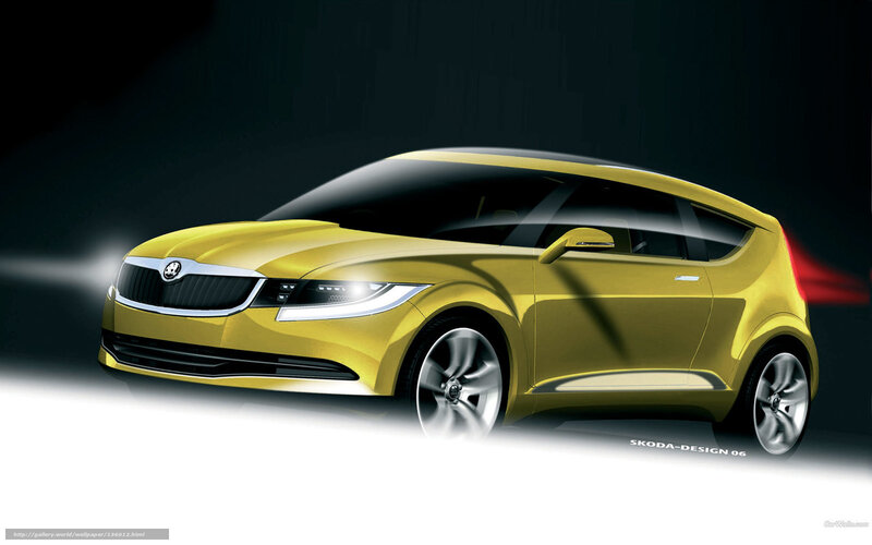 Yellow Skoda Concept Car — Dramatic