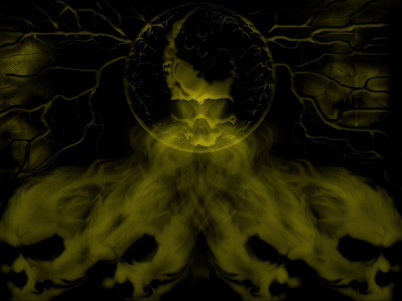yellow skull and smoke background