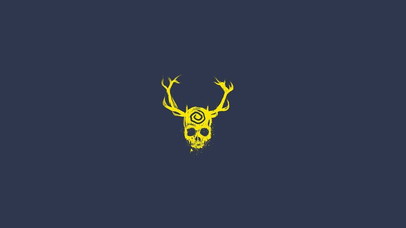 Yellow Skull with Antlers