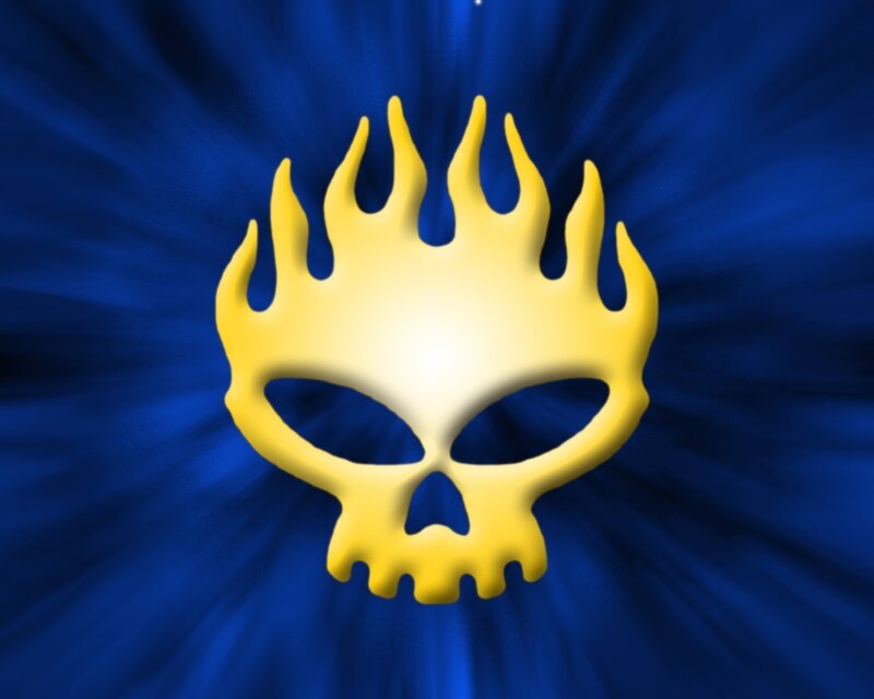Yellow Skull with Flames