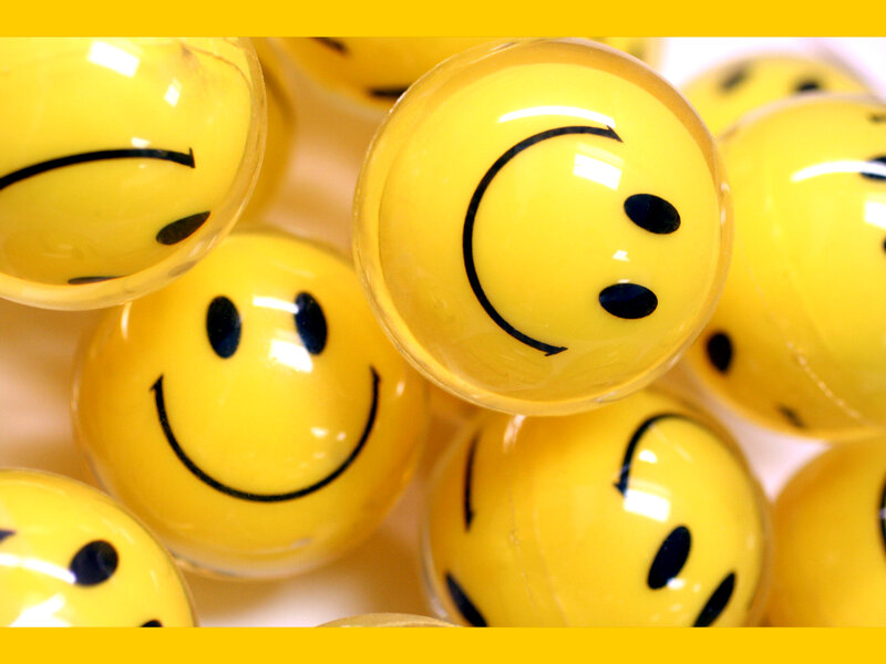 Yellow Smiley Balls — Bright