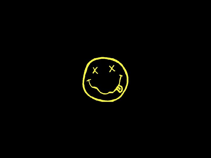 Yellow Smiley Face — Black, Minimalist