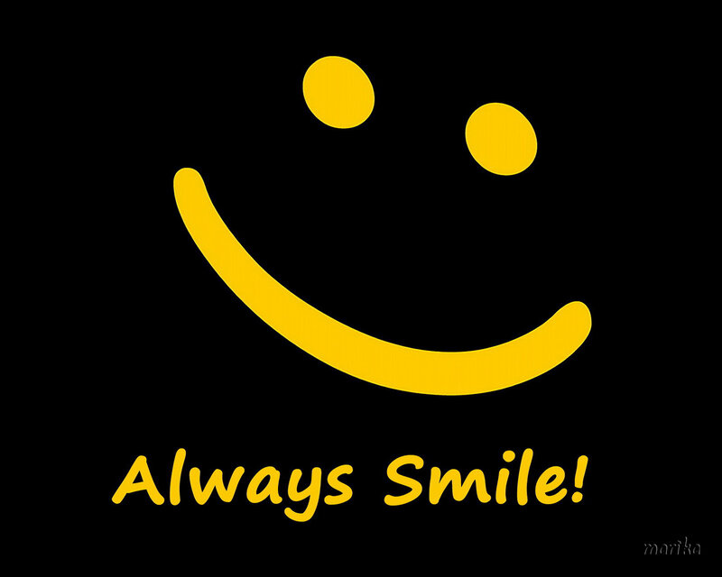 Yellow Smiley Face — Black, Positive