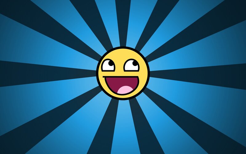 Yellow Smiley Face — Blue, Playful