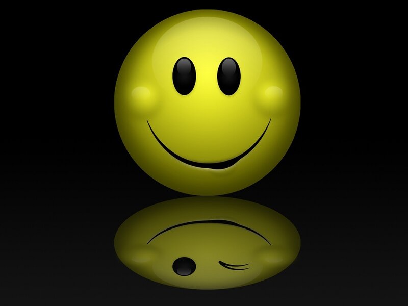 Yellow Smiley Face — Neutral, 3d Render, Reflection, Black