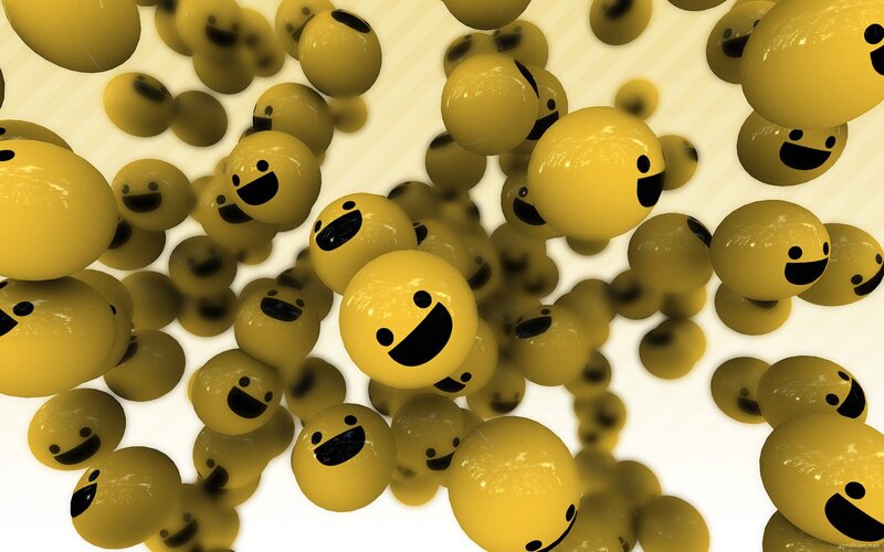 yellow smiley faces floating