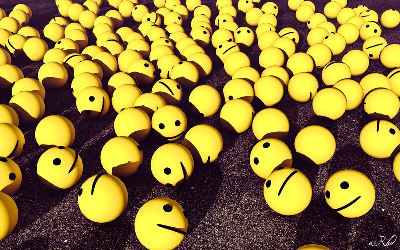 yellow smiley faces on ground