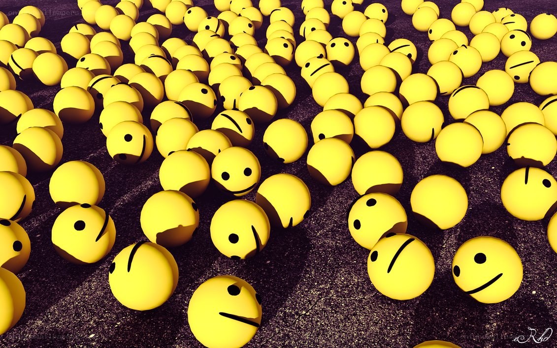 yellow smiley faces on ground