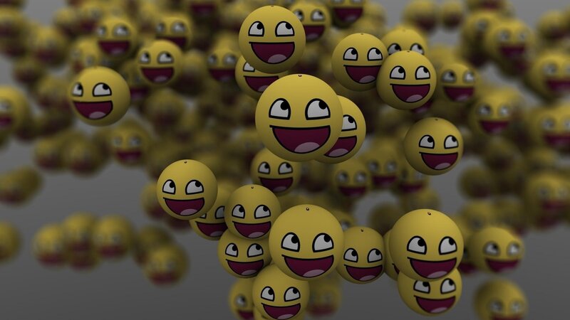 Yellow Smiley Faces — Playful, Digital Art, Smiley Faces, 3d Render, Grayscale Background