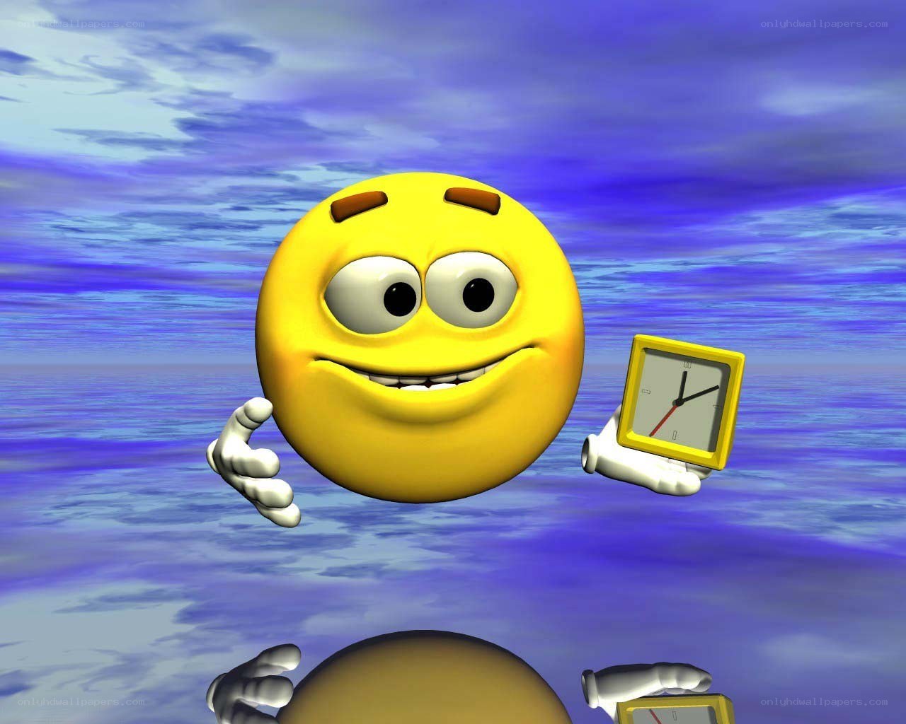 yellow smiley with clock