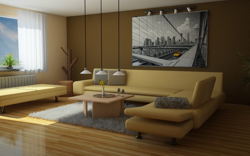 Yellow Sofa in Living Room