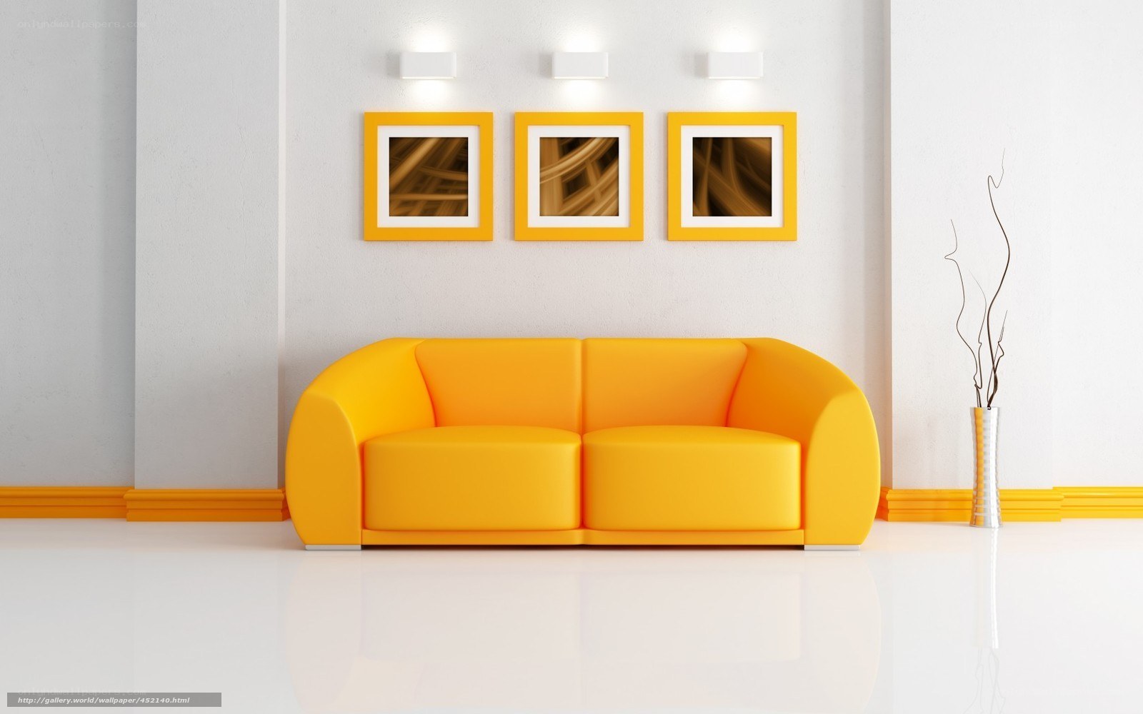 Yellow sofa in modern living room