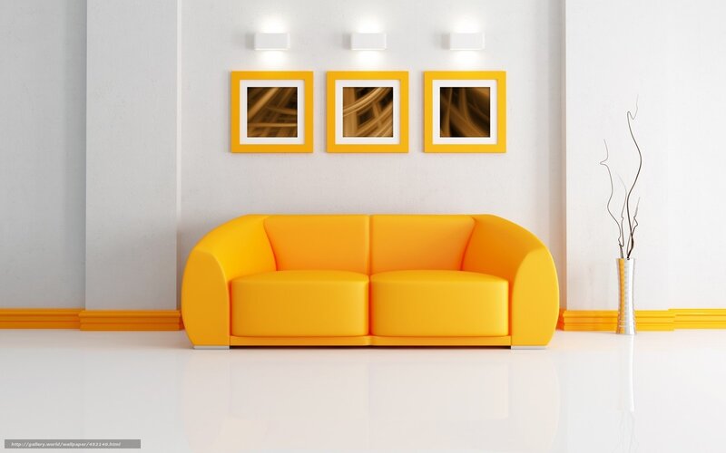 Yellow Sofa in Room — Minimalist