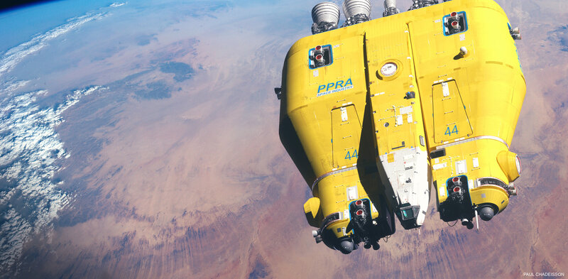 Yellow Spacecraft in Orbit