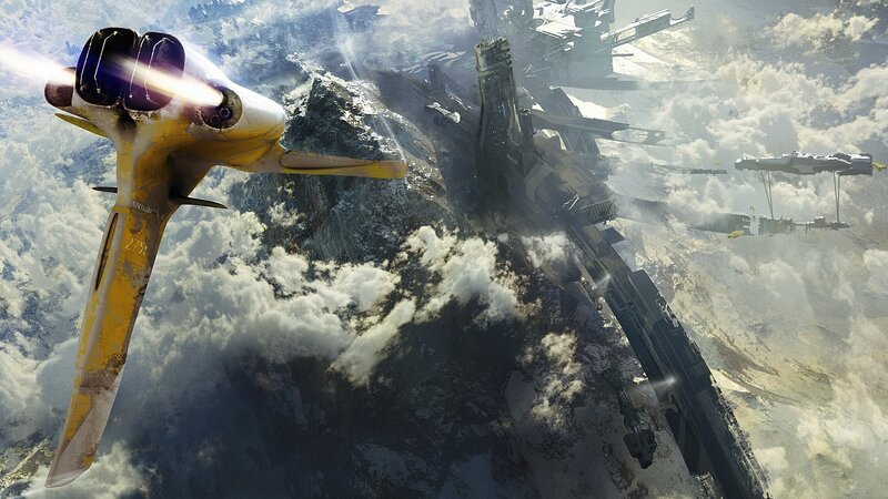Yellow Spaceship in Flight