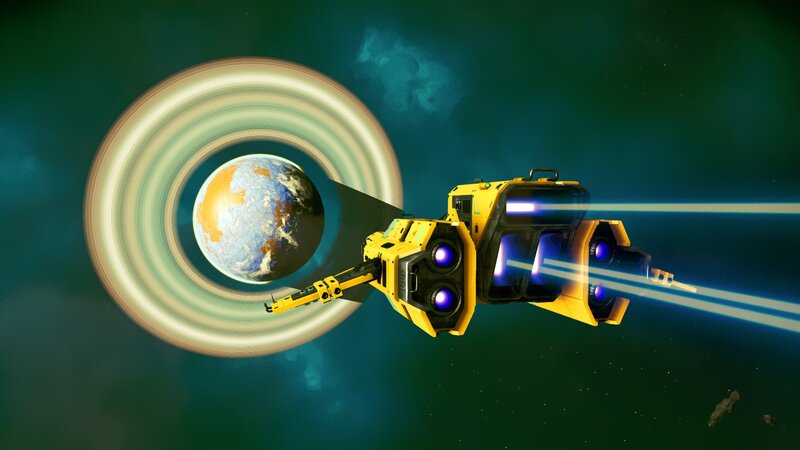 Yellow Spaceship in Space — Green