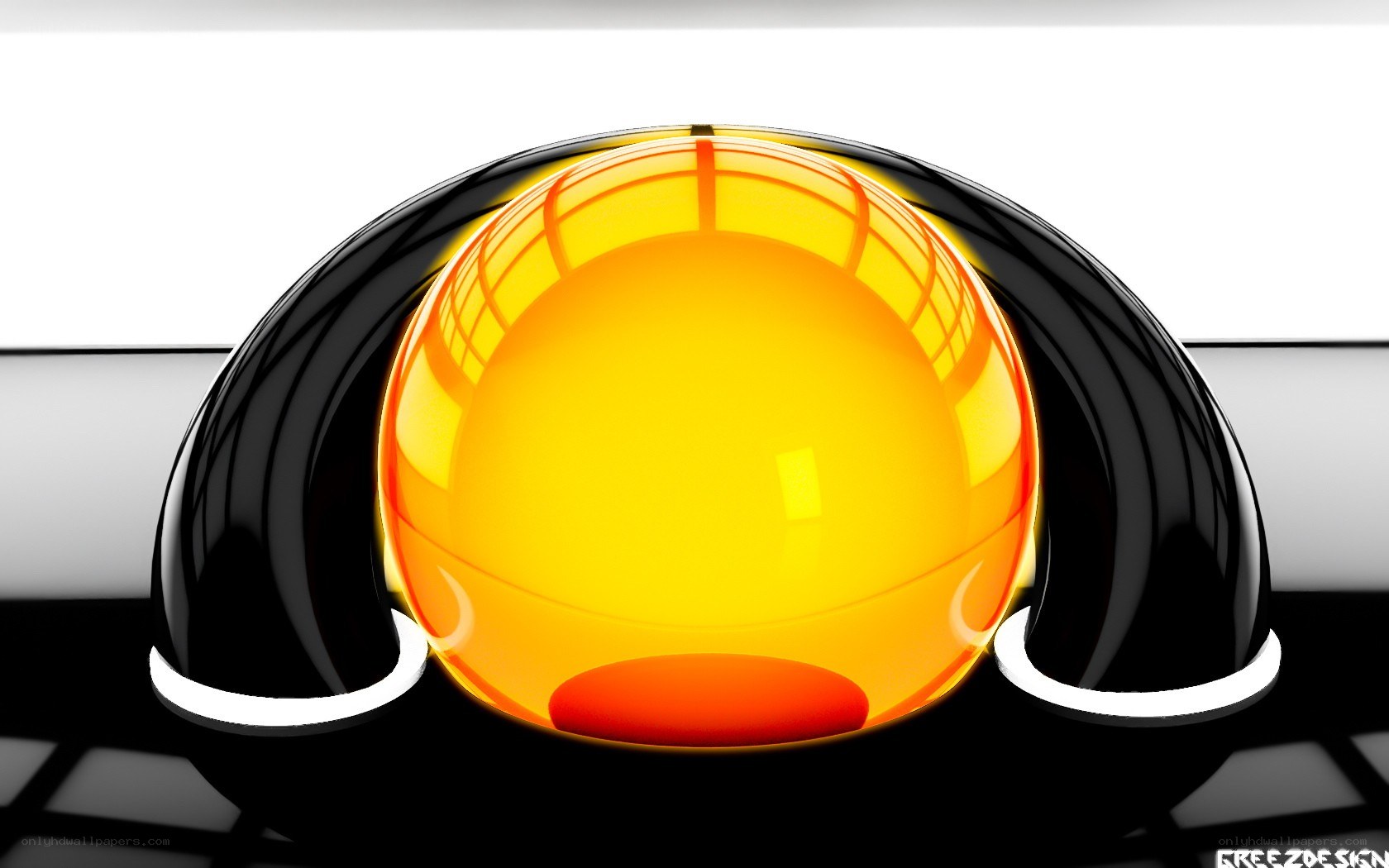 yellow sphere in black arch
