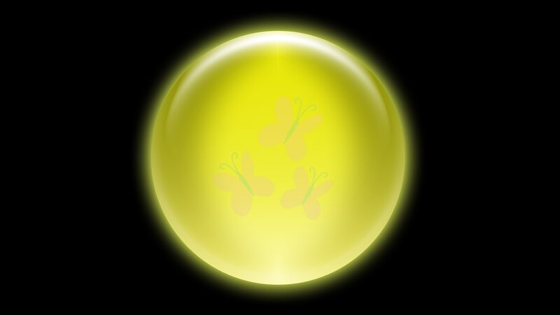yellow sphere with butterflies