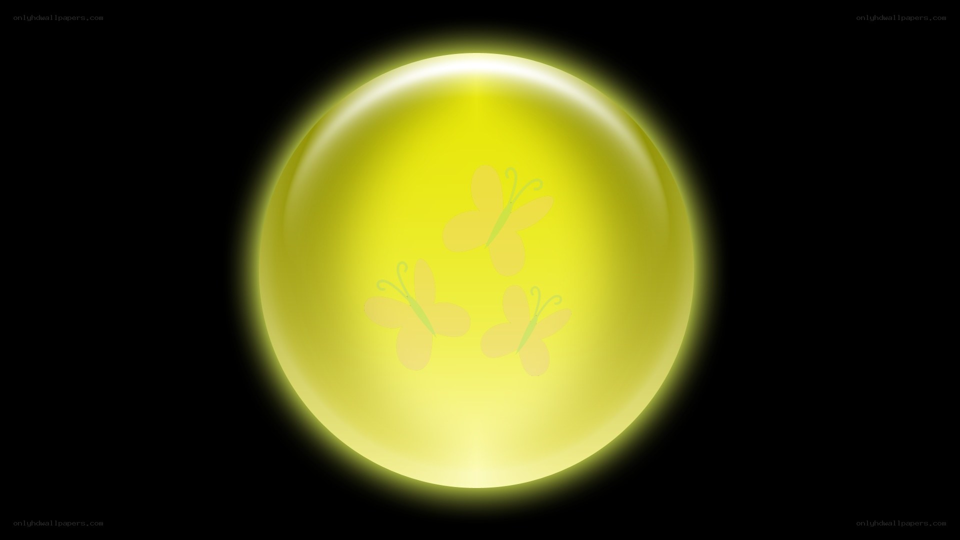 yellow sphere with butterflies