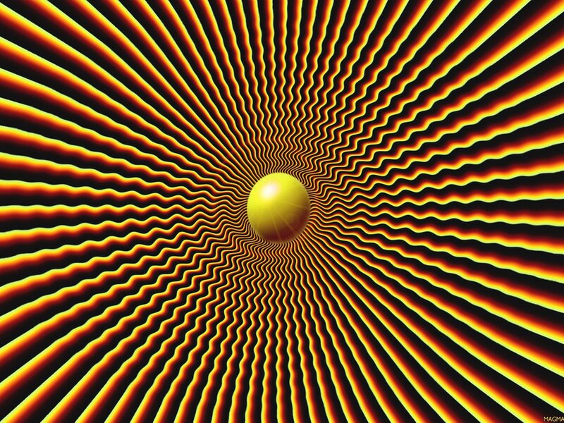 Yellow Sphere with Wavy Lines