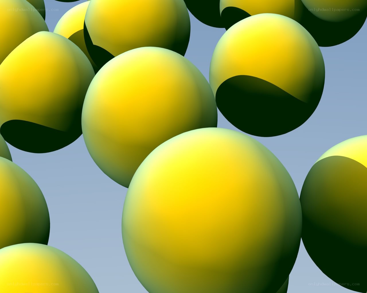yellow spheres in space