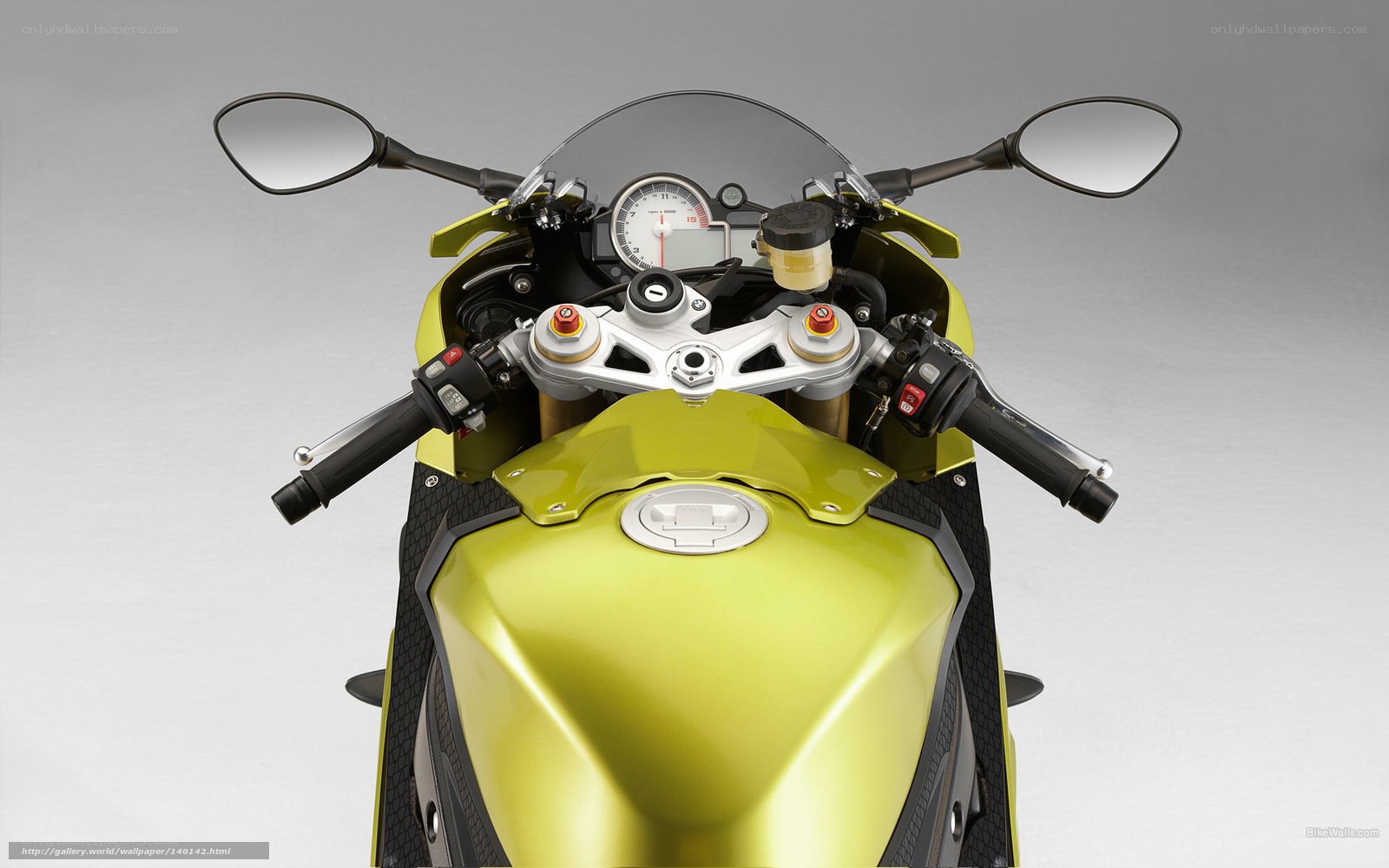 yellow sport motorcycle cockpit