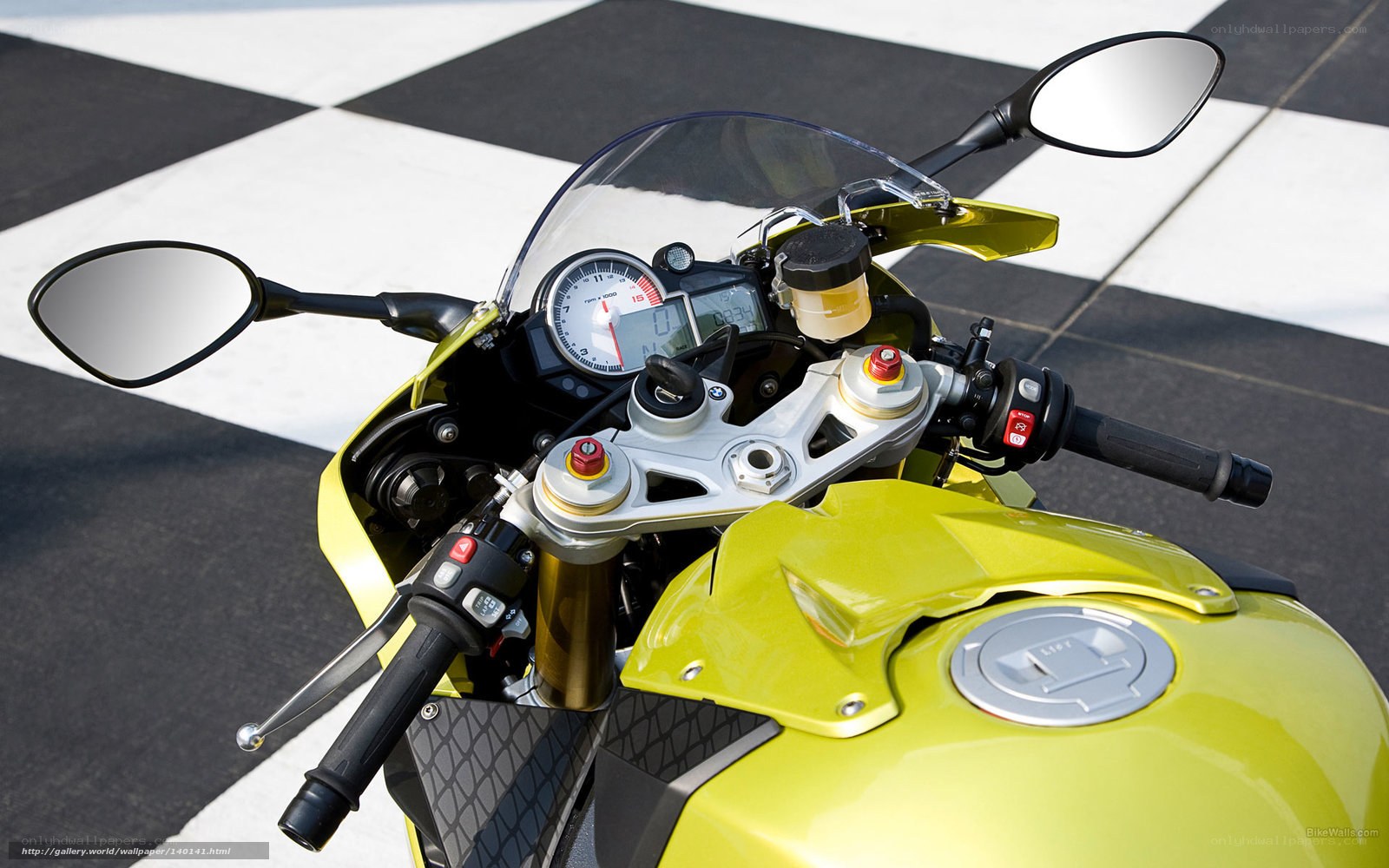 yellow sport motorcycle dashboard