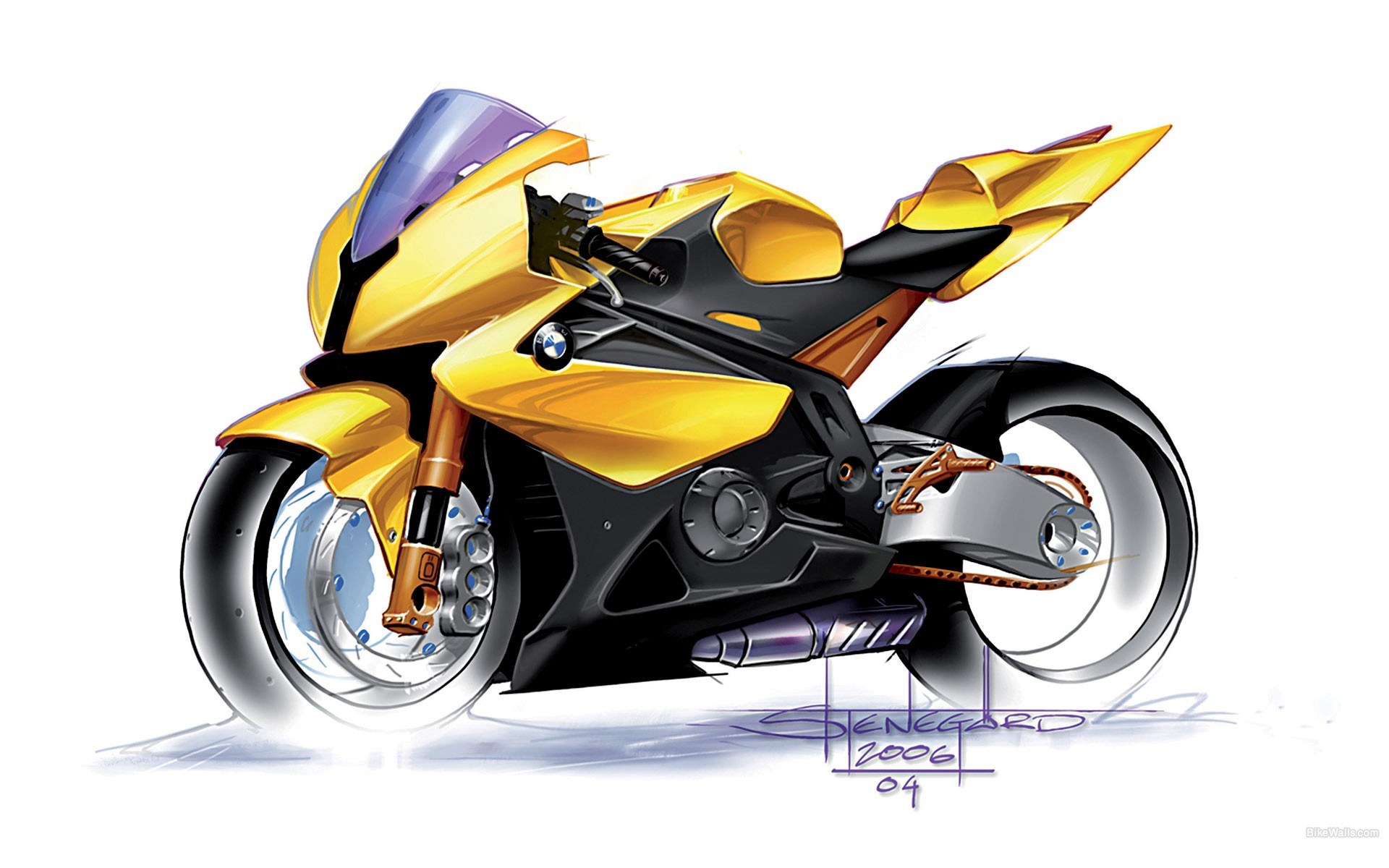 yellow sport motorcycle design