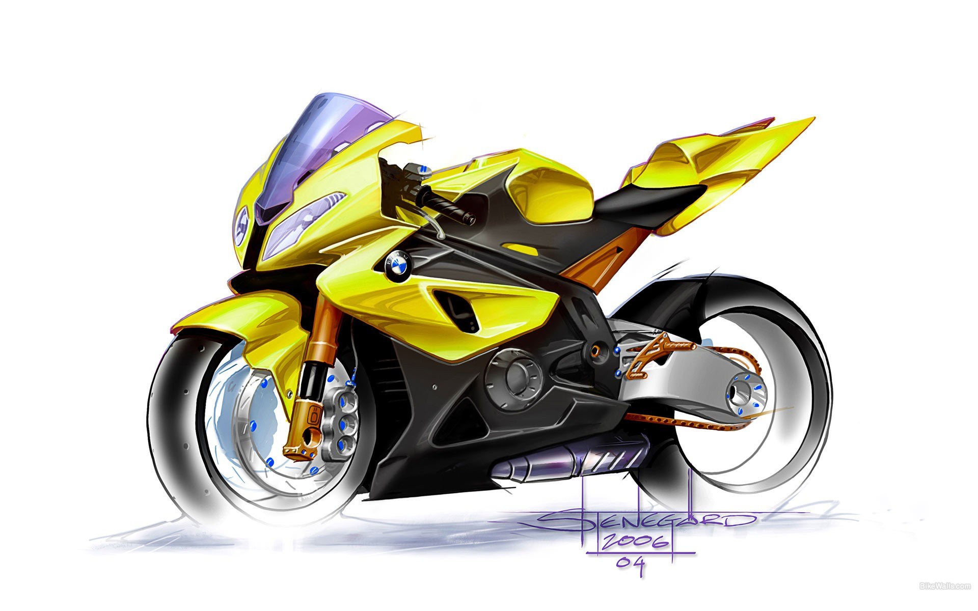 yellow sport motorcycle design
