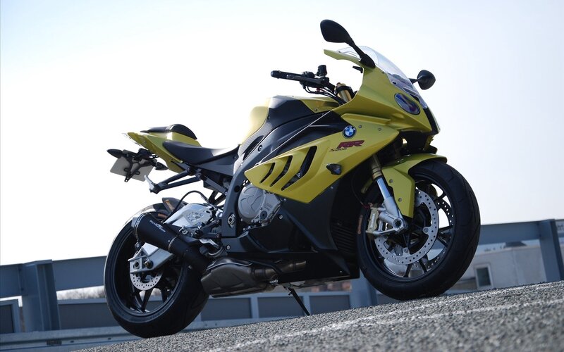 Yellow Sport Motorcycle — Dramatic, Afternoon, Photograph, Road