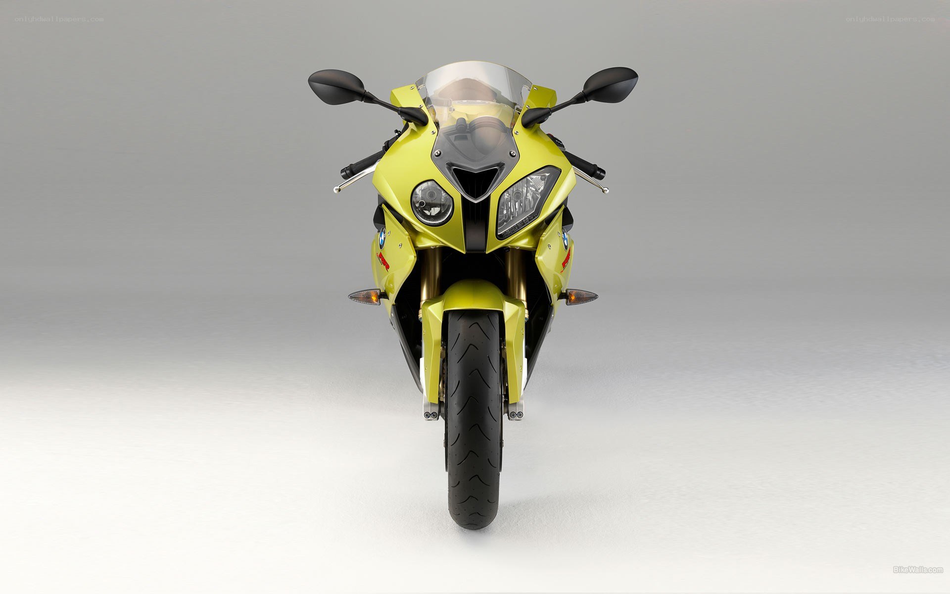 yellow sport motorcycle front view
