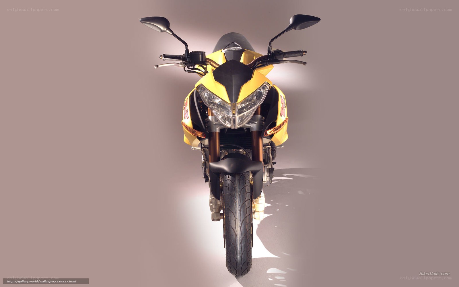 yellow sport motorcycle front view