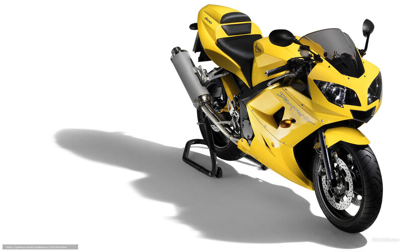 Yellow Sport Motorcycle — Neutral, Photograph, Exhaust Pipe, Windshield, Rear Stand