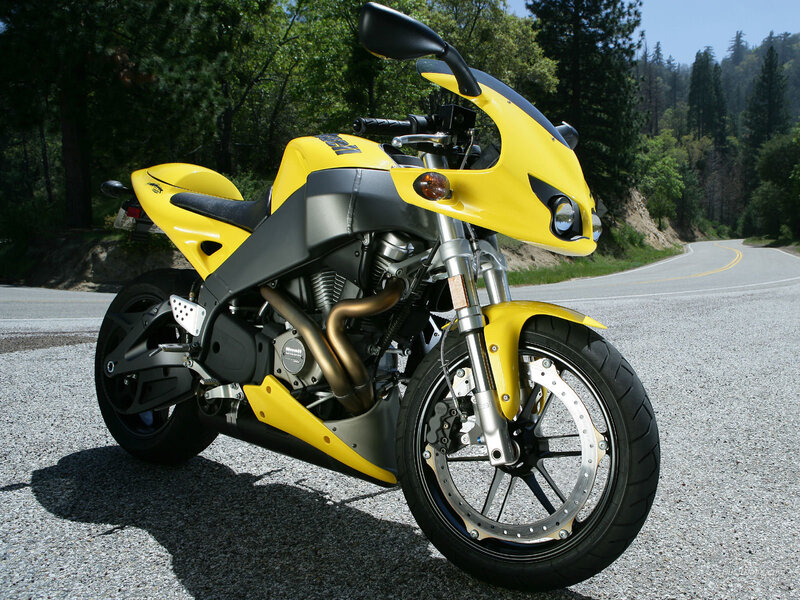 Yellow sport motorcycle on road