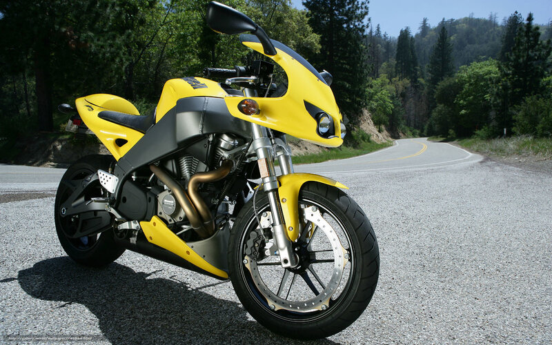 Yellow sport motorcycle on road