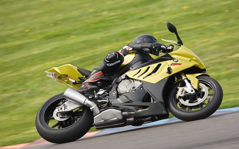 Yellow sport motorcycle on track