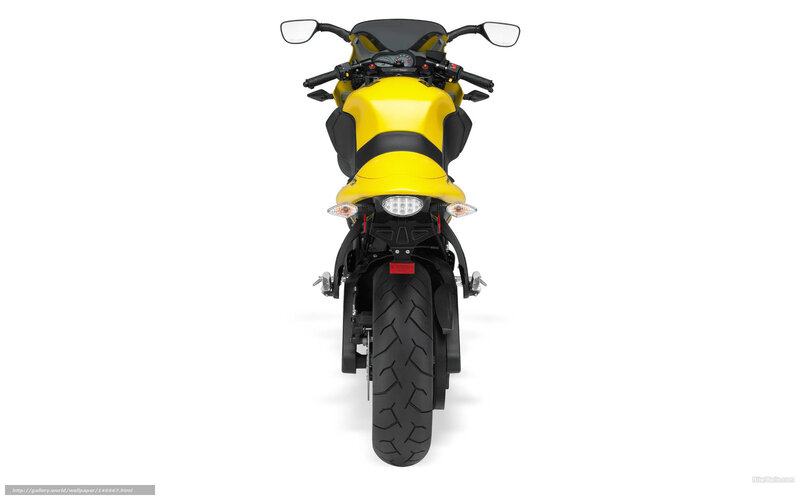 yellow sport motorcycle rear view