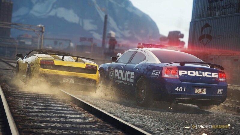 Yellow Sports Car and Police Car