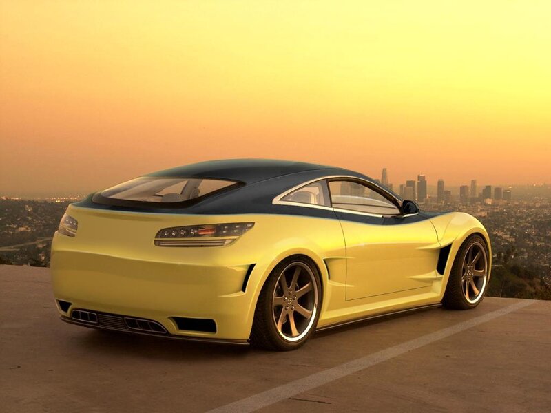 yellow sports car at sunset