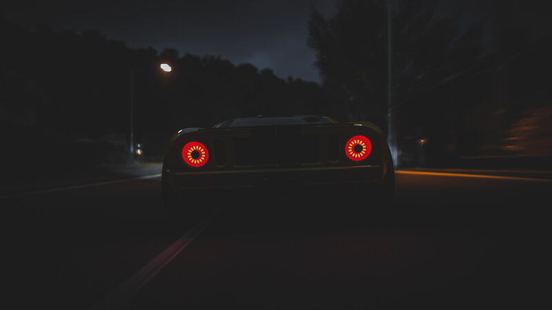Yellow Sports Car — Black, Dark, Dramatic