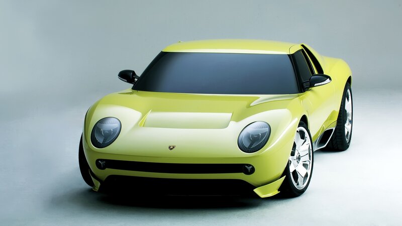 Yellow Sports Car — Black, Silver