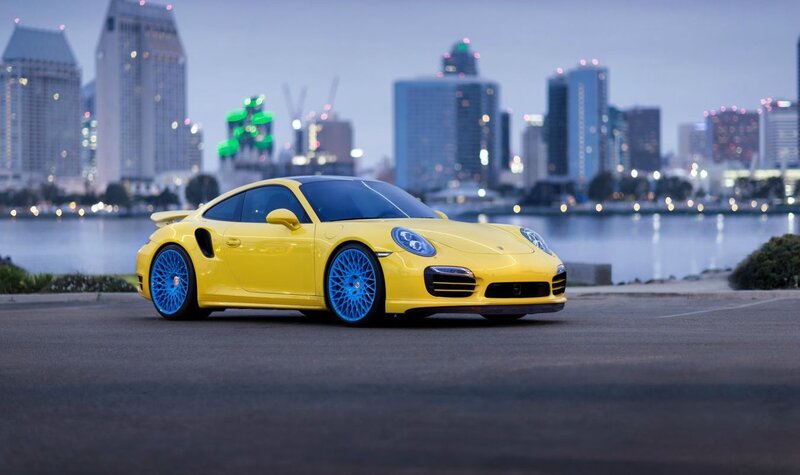 Yellow Sports Car — Calm, Night