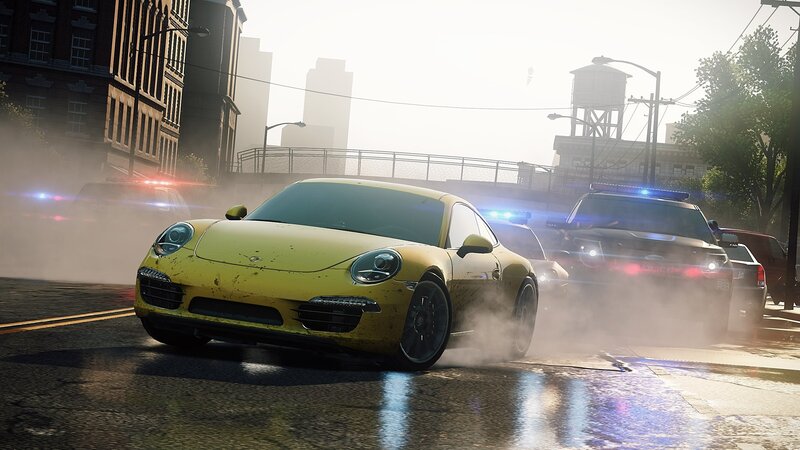 Yellow sports car chase