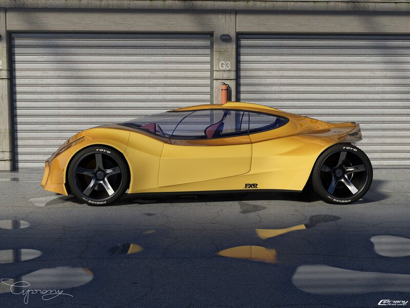 yellow sports car concept