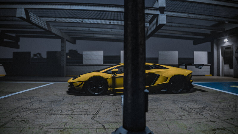 Yellow Sports Car — Dark, Dramatic
