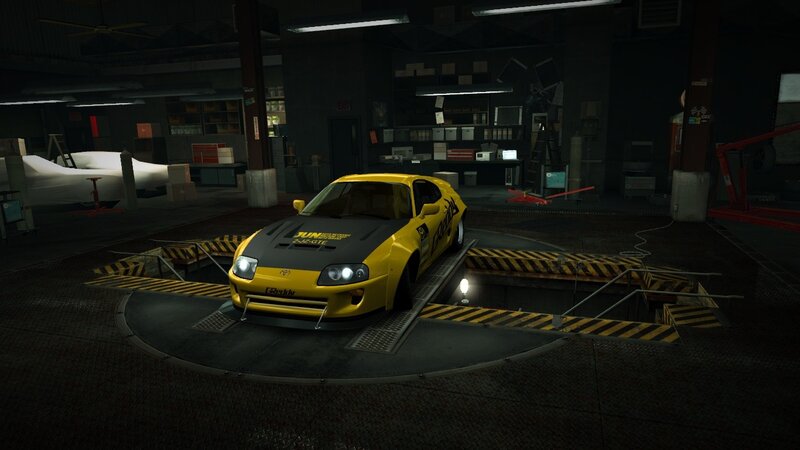 Yellow Sports Car — Dark, Night, 3d Render, Garage
