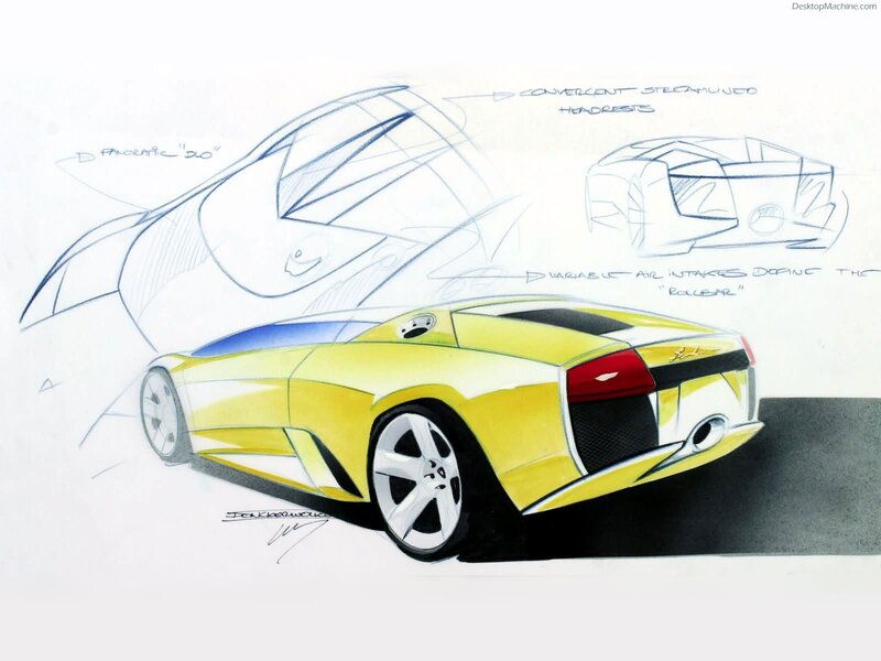 Yellow sports car design sketch