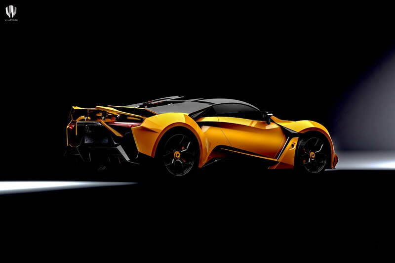 Yellow Sports Car — Dramatic, 3d Render, Lights