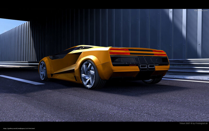 Yellow Sports Car — Dramatic, 3d Render, Road